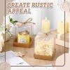 Cunno 36 Set 3.5 x 3.5 x 4.3 in Candle Gift Package Valentine's Transparent Box 4-18 oz Handmade Tealight Candle Holder Paper Bottom Ribbon for Wedding Baby Shower Party Mug(Kraft Color) view 3