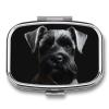 Square Pill Box 2 Compartment Pill Case for Purse & Pocket Small Pill Organizer Black Schnauzer Dog Travel Pillbox Portable Oil Storage Box Metal Medicine Vitamin Organizer Unique Gift view 1