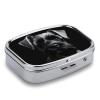 Square Pill Box 2 Compartment Pill Case for Purse & Pocket Small Pill Organizer Black Schnauzer Dog Travel Pillbox Portable Oil Storage Box Metal Medicine Vitamin Organizer Unique Gift view 3