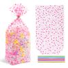 SOMIOCO Star Flat Bottom Gusset Cellophane Bags 8X 10 IN 50 PCS Clear Cellophane Gift Bags Party Favor Bags Pink Cello Cellophane Treat Goodie Bags for Party Favors Packaging Candy Cookies Popcorn view 1