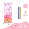 SOMIOCO Star Flat Bottom Gusset Cellophane Bags 8X 10 IN 50 PCS Clear Cellophane Gift Bags Party Favor Bags Pink Cello Cellophane Treat Goodie Bags for Party Favors Packaging Candy Cookies Popcorn view 2