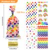 120 PCS Rainbow Cellophane Treat Bags, Colorful Cellophane Bags, Plastic Star Polka Dot Stripes Printed Candy Cookies Goodie Gift Bag for Valentine's Day Kids Birthday Party Holiday Favor Supplies view 2