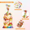 120 PCS Rainbow Cellophane Treat Bags, Colorful Cellophane Bags, Plastic Star Polka Dot Stripes Printed Candy Cookies Goodie Gift Bag for Valentine's Day Kids Birthday Party Holiday Favor Supplies view 3