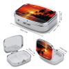 Square Pill Box 2 Compartment Pill Case for Purse & Pocket Small Pill Organizer Tropical Sunset Travel Pillbox Portable Oil Storage Box Metal Medicine Vitamin Organizer Unique Gift view 2