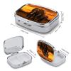 Square Pill Box 2 Compartment Pill Case for Purse & Pocket Small Pill Organizer Sunset Parent-Child Elephant Travel Pillbox Portable Oil Storage Box Metal Medicine Vitamin Organizer Unique Gift view 2