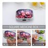 Square Pill Box 2 Compartment Pill Case for Purse & Pocket Small Pill Organizer Pink Roses and Butterflies Travel Pillbox Portable Oil Storage Box Metal Medicine Vitamin Organizer Unique Gift view 4