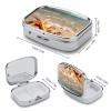 Square Pill Box 2 Compartment Pill Case for Purse & Pocket Small Pill Organizer Seashells Starfish on Beach Travel Pillbox Portable Oil Storage Box Metal Medicine Vitamin Organizer Unique Gift view 2