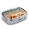 Square Pill Box 2 Compartment Pill Case for Purse & Pocket Small Pill Organizer Seashells Starfish on Beach Travel Pillbox Portable Oil Storage Box Metal Medicine Vitamin Organizer Unique Gift view 3