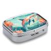 Square Pill Box 2 Compartment Pill Case for Purse & Pocket Small Pill Organizer Lovely Dolphins Travel Pillbox Portable Oil Storage Box Metal Medicine Vitamin Organizer Unique Gift view 3