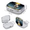 Square Pill Box 2 Compartment Pill Case for Purse & Pocket Small Pill Organizer Cow Over The Moon Travel Pillbox Portable Oil Storage Box Metal Medicine Vitamin Organizer Unique Gift view 2