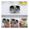 Square Pill Box 2 Compartment Pill Case for Purse & Pocket Small Pill Organizer Cow Over The Moon Travel Pillbox Portable Oil Storage Box Metal Medicine Vitamin Organizer Unique Gift view 4