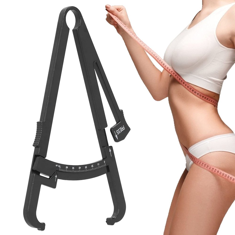 Body Fat Calipers, Fat Measure Clipper Combo with Body Fat Percentage Measure Chart, Body Fat Measurement Tool Accurately Measuring Body Fat for Men and Women,Black (Black centimeter fat caliper)