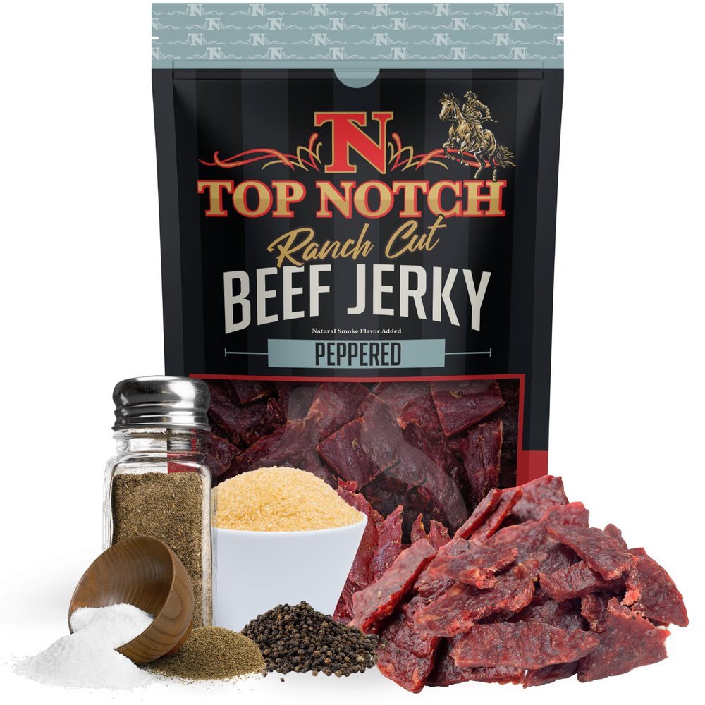 Top Notch Ranch Cut Jerky - 10 oz Bag of Beef Jerky - High Protein Snacks for Kids and Adults - Flavorful Strips of Premium Beef
