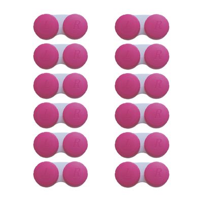 Erewa 12 Pack Contact lens case Contact Lens Holder Box Soak Storage Kit(Rose Red)