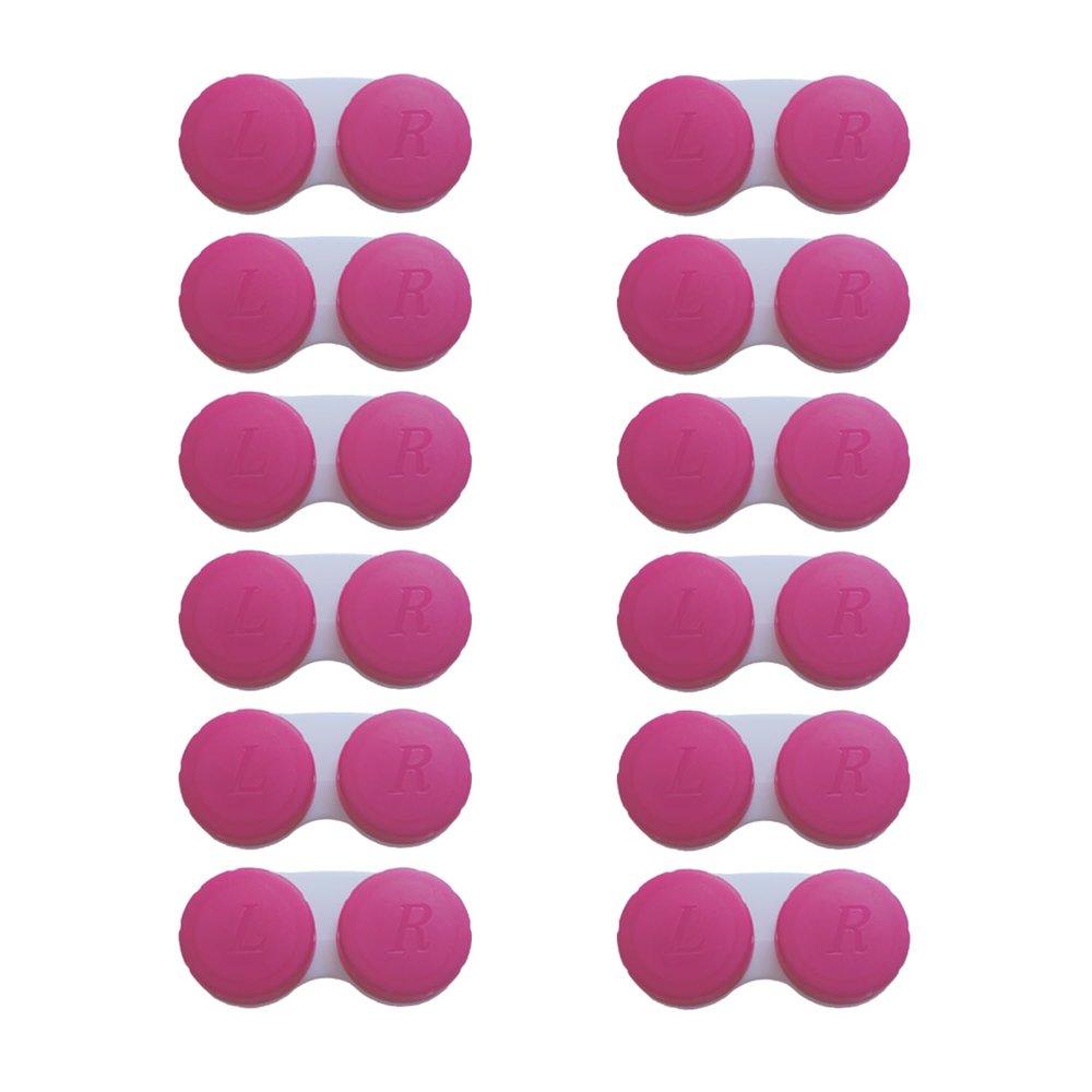 Erewa 12 Pack Contact lens case Contact Lens Holder Box Soak Storage Kit(Rose Red)