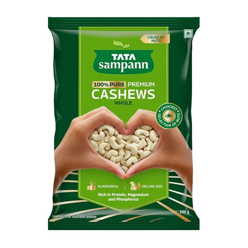 NineLife Basics Pure Cashews Whole, Kaju, Rich in Protein, Magnesium & Phosphorus, Deluxe Size & Crunchy Nuts, 500g