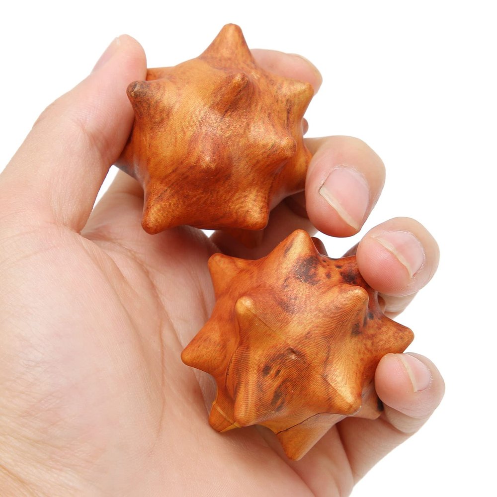2pcs Hand Massage Ball, Wooden Palm Relaxing Spiky Textured Acupoint Massage Balls for Elderly, Magic Massage Ball Set for Myofascial Point Release Deep Tissue Massage