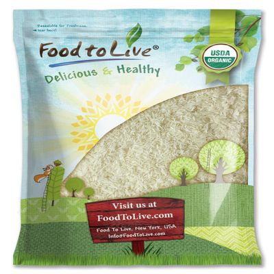 Food to Live Organic White Basmati Rice, 10 Pounds  Non-GMO, Long-Grain Rice Variety, Fragrant, Kosher, Vegan, Bulk. Non-Irradiated. Less Starch.Great for Indian Dishes.