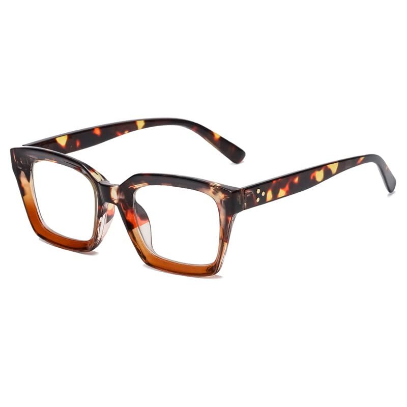 Square Full Rim Blue Light Blocking Glasses Classic Retro Fashion Eyeglasses for Women Non Prescription Eyeglasses (Leopard,Anti-blue light)