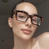 Square Full Rim Blue Light Blocking Glasses Classic Retro Fashion Eyeglasses for Women Non Prescription Eyeglasses (Leopard,Anti-blue light) view 2