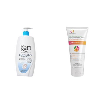 Keri Moisturizer and vH essentials Feminine Wash Bundle, 20 Oz and 6 Fl Oz