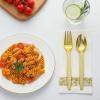 100 Pcs Gold Plastic Forks, Disposable Plastic Forks, Plastic Utensils for Parties, Weddings, Picnics, Big Event, Daily Use - BPA FREE view 3