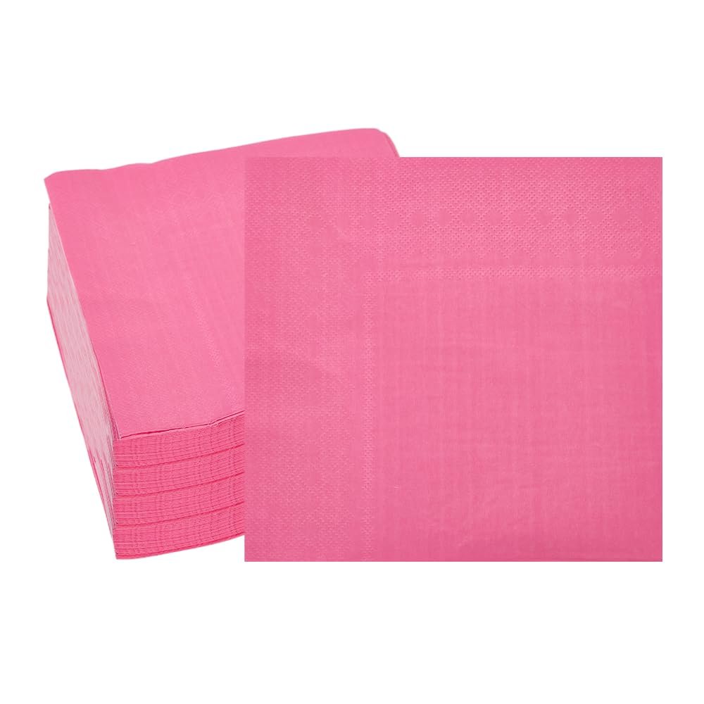 Ottin Hot Pink Paper Dinner Napkins 6.5'', 3-Ply, 100Ct