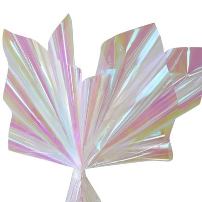 GSHLLO 100 Pcs Iridescent Wrapping Paper Cellophane Gift Wrap Sheets Rainbow Wrap Film Candy Wrap Paper Sheets Holographic Box Wraps for Party Red