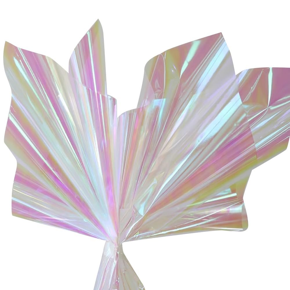 GSHLLO 100 Pcs Iridescent Wrapping Paper Cellophane Gift Wrap Sheets Rainbow Wrap Film Candy Wrap Paper Sheets Holographic Box Wraps for Party Red