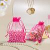 FUNFERY 100 Pcs Hot Pink Organza Bags 3x4 in, Small Mesh Drawstring Gift Bags for Sachet, Jewelry, Candy, Wedding Favor, Easter Day view 3