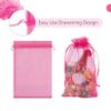 FUNFERY 100 Pcs Hot Pink Organza Bags 3x4 in, Small Mesh Drawstring Gift Bags for Sachet, Jewelry, Candy, Wedding Favor, Easter Day view 4