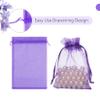 FUNFERY 100 Pcs Purple Organza Bags 5x7 in, Small Mesh Drawstring Gift Bags for Sachet, Jewelry, Candy, Wedding Favor, Easter Day view 4