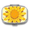 Pill Box 2 Compartment Medicine Pill Case Sunflower Beauty Portable Pill Box for Pocket Or Purse Pill Box Decorative Metal Medicine Vitamin Organizer Unique Gift view 1
