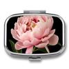 Pill Box 2 Compartment Medicine Pill Case Peony Portable Pill Box for Pocket Or Purse Pill Box Decorative Metal Medicine Vitamin Organizer Unique Gift view 1
