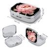 Pill Box 2 Compartment Medicine Pill Case Peony Portable Pill Box for Pocket Or Purse Pill Box Decorative Metal Medicine Vitamin Organizer Unique Gift view 2
