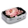 Pill Box 2 Compartment Medicine Pill Case Peony Portable Pill Box for Pocket Or Purse Pill Box Decorative Metal Medicine Vitamin Organizer Unique Gift view 3