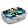 Pill Box 2 Compartment Medicine Pill Case Spacecraft Descend Portable Pill Box for Pocket Or Purse Pill Box Decorative Metal Medicine Vitamin Organizer Unique Gift view 3