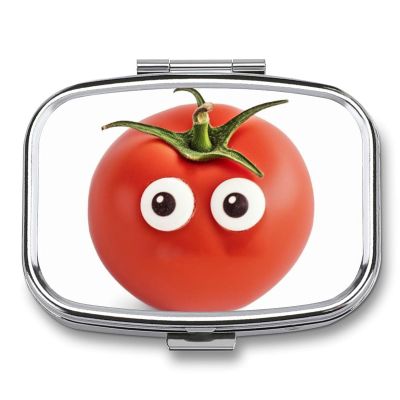 OURTEV Pill Box 2 Compartment Medicine Pill Case I Love You from My Head Tomatoes Portable Pill Box for Pocket Or Purse Pill Box Decorative Metal Medicine Vitamin Organizer Unique Gift, Style