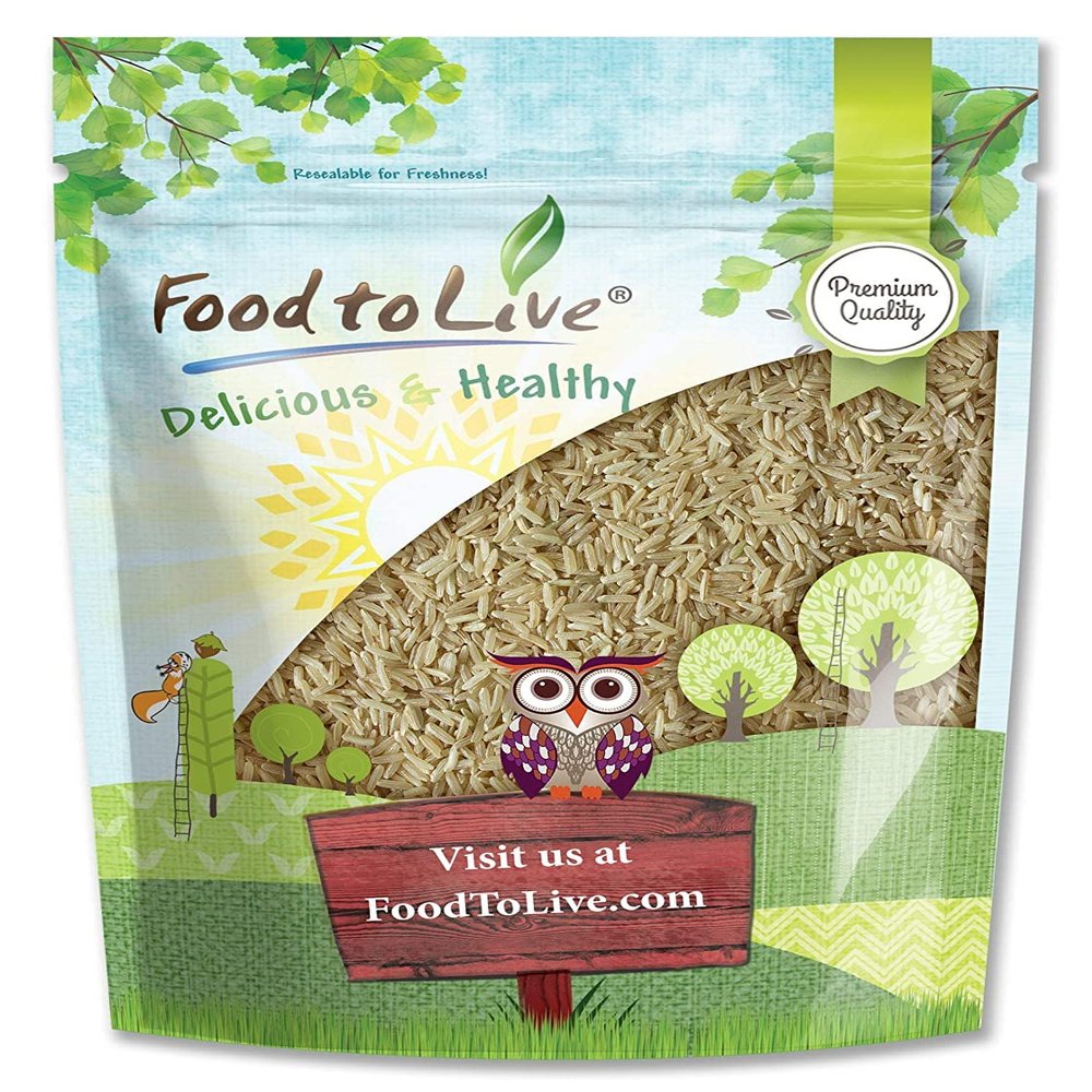 Food to Live Long Grain Brown Rice, 5 Pounds  Whole Grain, Raw, Unpolished, Kosher, Vegan Rice. Nutty Flavor, Chewy Texture. Perfect for Salads, Pilafs.