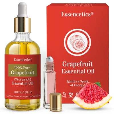 4 oz Grapefruit Essential Oil Organic - 100% Natural - Infused with Olive & Sunflower Oils - Therapeutic Grade Grapefruit Oil for Skin, Hair Care, Aromatherapy & Diffuser