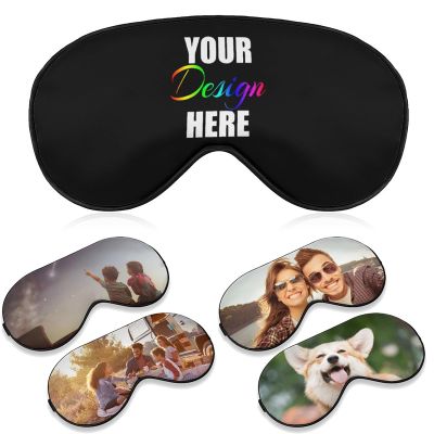 Acbilimex Custom Eye Mask for Sleeping Personalized Design Your Own Photo Text Logo Adjustable Strap Sleep Mask Customized Soft Blindfold Eyemask Blackout Eye Cover for Men Women Home Travel Offices