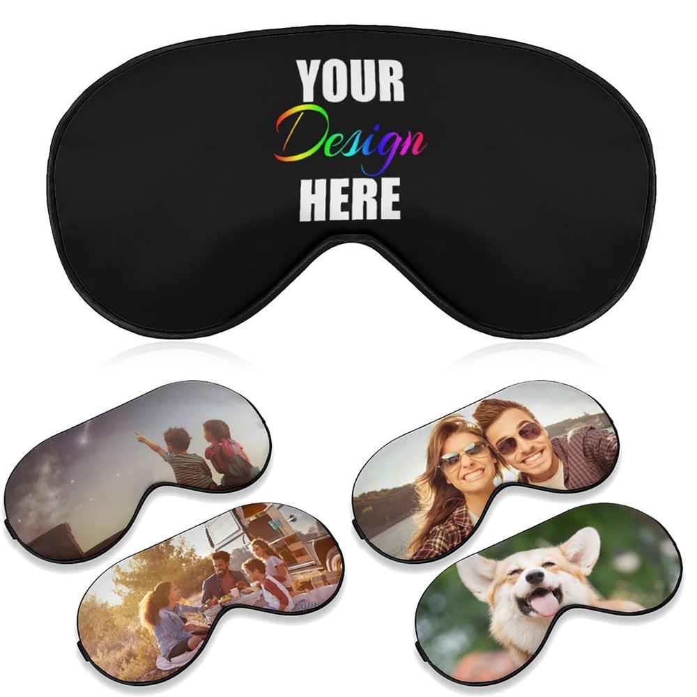 Acbilimex Custom Eye Mask for Sleeping Personalized Design Your Own Photo Text Logo Adjustable Strap Sleep Mask Customized Soft Blindfold Eyemask Blackout Eye Cover for Men Women Home Travel Offices