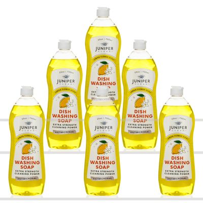 Juniper CLEAN, Dish Soap, Lemon Scent, Liquid Dish Washing Soap Squeeze Bottle 25 Fl Oz (Pack of 6)