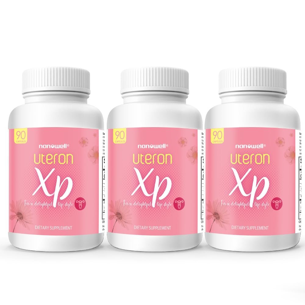 NANOWELL Uteron XP 90 Capsules x 3 Bottles - Herbal Uterus Supplement for Women's Health (270 Count)