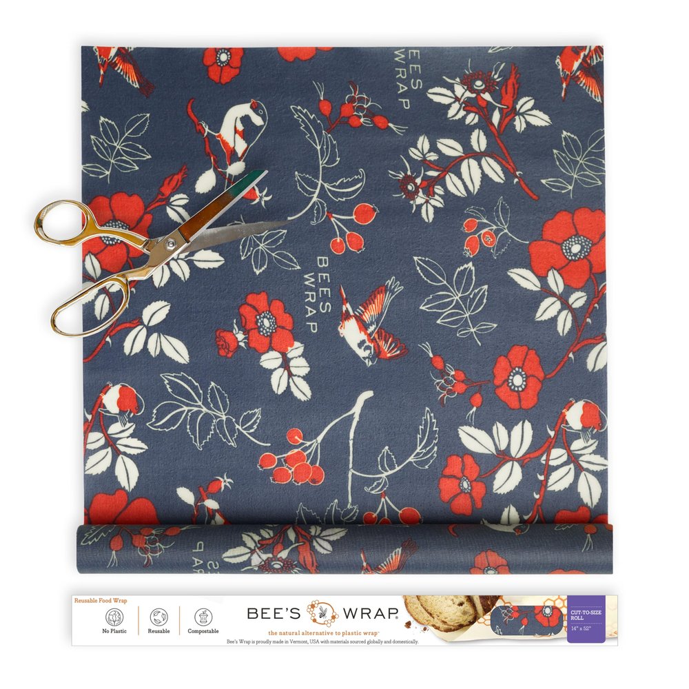 Bee's Wrap Beeswax Wraps for Food - Cut to Size 14x52" Beeswax Wrap Roll - Made in USA Reusable Natural Food Wrap - Botanical