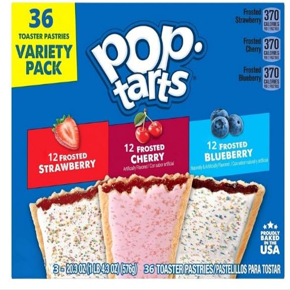 ASHERPRO Toaster Pastries, Frosted Cherry, Frosted Strawberry, and Frosted Blueberry, 20 Ounce (Pack of 3) = 36 count