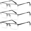 Anourney 3-Pack Reading Glasses for Men, Lightweight Metal Half Frame Blue Light Blocking Computer Readers, Stylish Filter UV Ray/Computer Glare with Spring Hinge Eyeglasses(2 Gray+1 Black,+2.75) view 1
