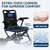 20LBS Wheelchairs for Adults, Lightweight Foldable Transport Wheelchair with 10 Honeycomb Tires & Thickened Comfort Seat Cushion, Aviation Aluminum Frame Holds 220LBS for Seniors Travel & Daily Use view 2