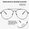 Classic Aviator Blue Light Glasses for Men and Women,Bifocal Reader Metal Frame Clear Lens Eyeglasses 1.75 view 3