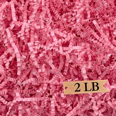 Art Secret Crinkle Cut Paper Shred Filler for Packing and Filling Gift Baskets - 2 LB (Pink)